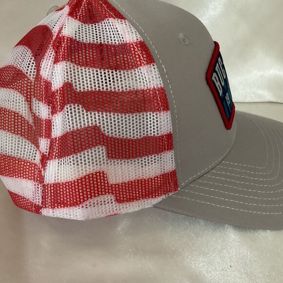 Buc-Ees Patriotic Trucker Hat With American Flag Mesh Back & Logo Patch - Picture 4 of 5